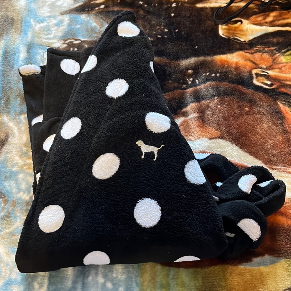 Pink XS/S/TP/P short black and white polka dot robe